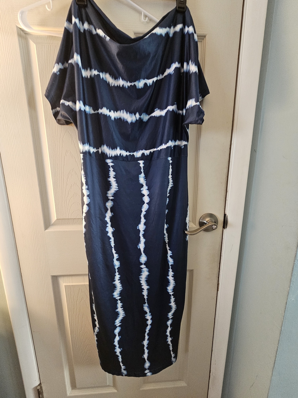 Women's Navy and White Tie-Dye Maxi Dress